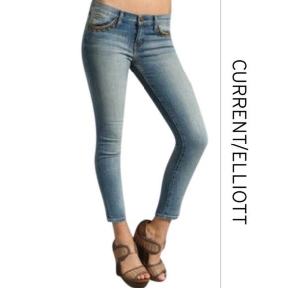 Anthro Current/Elliot Stiletto Stud Jeans. Size 25 - Picture 1 of 7